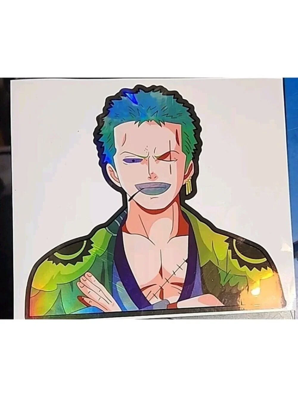 One Piece Zoro Holographic Anime Motion Car Sticker Decal Peeker